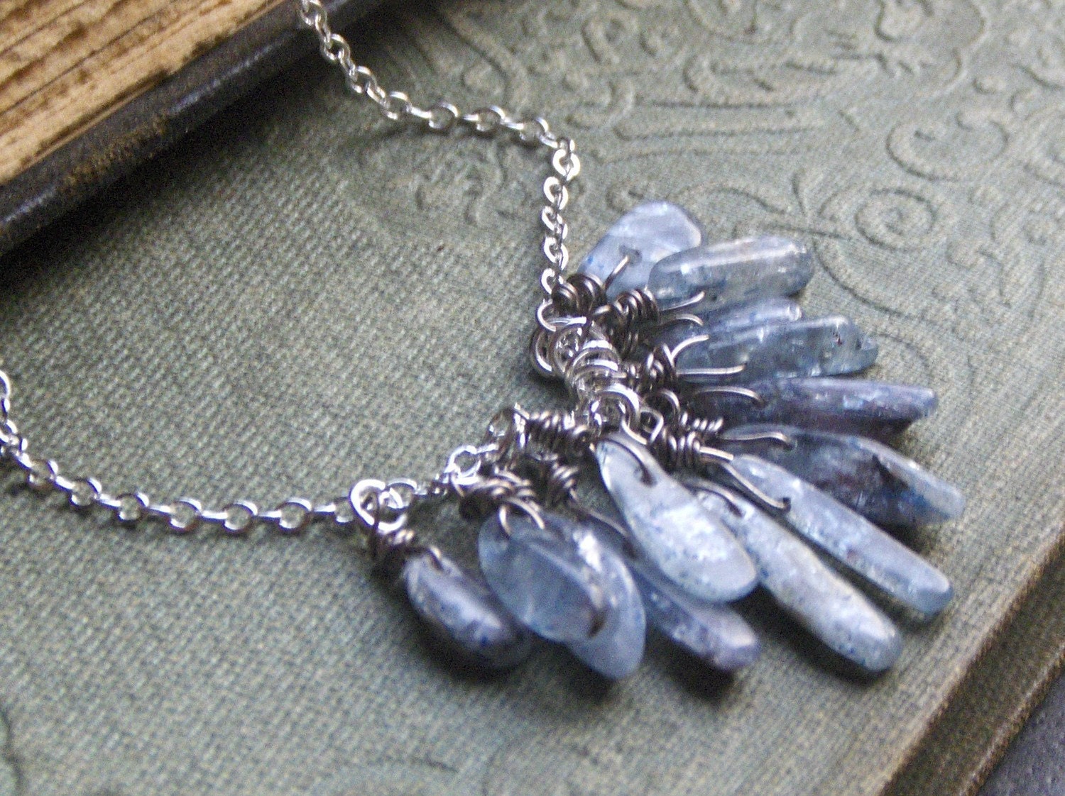 FLUX . Blue Flash Kyanite Fringe Cluster and sterling silver necklace. LAST One available