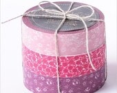Japanese Masking Tape Set of 3 - Bordeaux RED Floral Coffret du Couturier