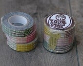 Japanese Textile Pattern Washi Tape Set of 3 wiggly lines, circle dots, grid 15mm