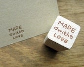Wooden Rubber Stamp - Heart Made With Love Stamp