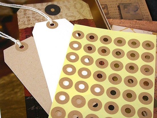 Hang Tag Donut Hole Kraft Ring Label Stickers Reinforcements 5 Sheet (240 total)