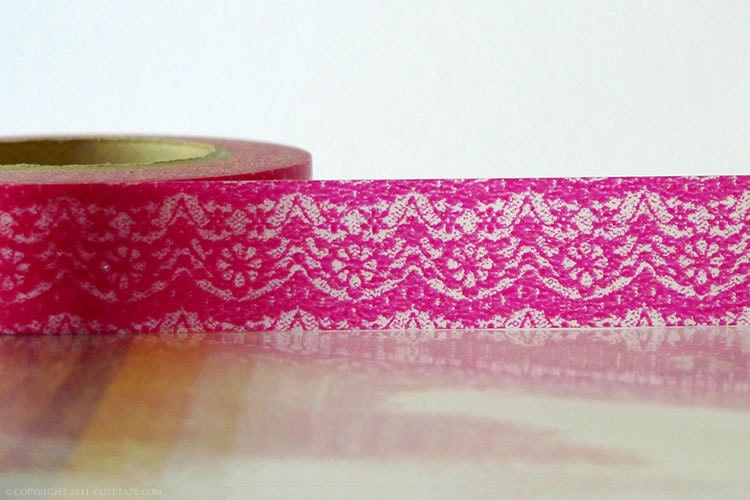 Japanese Washi Tape Fuchsia PINK Lace Paper Pattern 15mm SINGLE Lace Trim