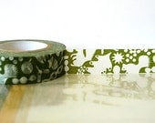 Japanese Washi Tape - GREEN Squirrel, Acorn, Leaves Masking Tape 15mm for Cardmaking