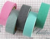 Japanese Washi Tape - All Stripes Horizontal Lines Set of 5 Pink, Grey, Black, Blue, Turquoise