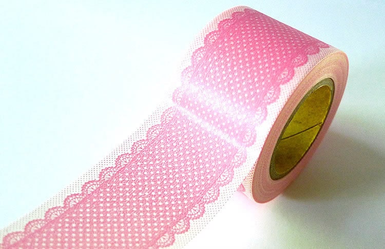 Decorative Tape Pretty Wide LACE DOTS Pattern Washi Tape - Pale Rose PINK 38mm - New