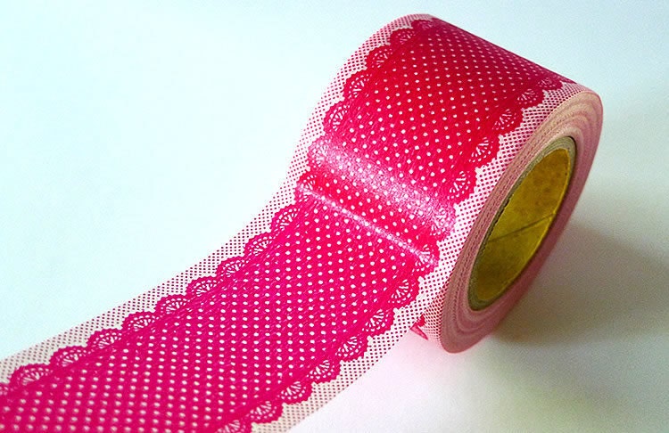 DOTS LACE Tape - PINK Red Lace- 38mm Wide Washi Tape - New from PrettyTape