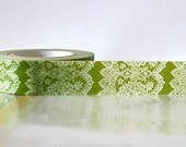 Vertical GREEN Lace Trim Paper Washi Tape Japanese 15mm Single 49ft