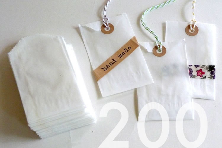 200 Cute SMALL Flat Glassine Bags 2 x 3.5 in