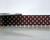 Japanese Washi Tape - White on BLACK Polka Dots Pattern 15mm SINGLE