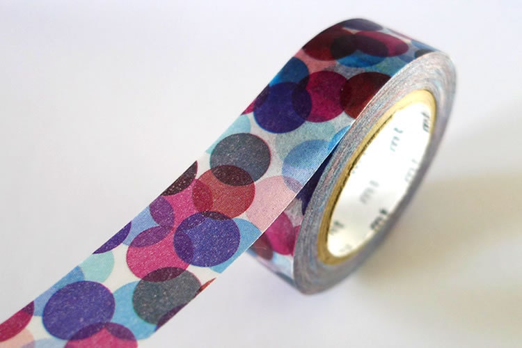 NAVY BURGUNDY Spots Japanese Washi Tape MT Colorful Dots - Pretty Tape