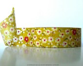 Chugoku Khaki Yellow Washi Tape with White and Red Dot Flowers for Pretty Packaging