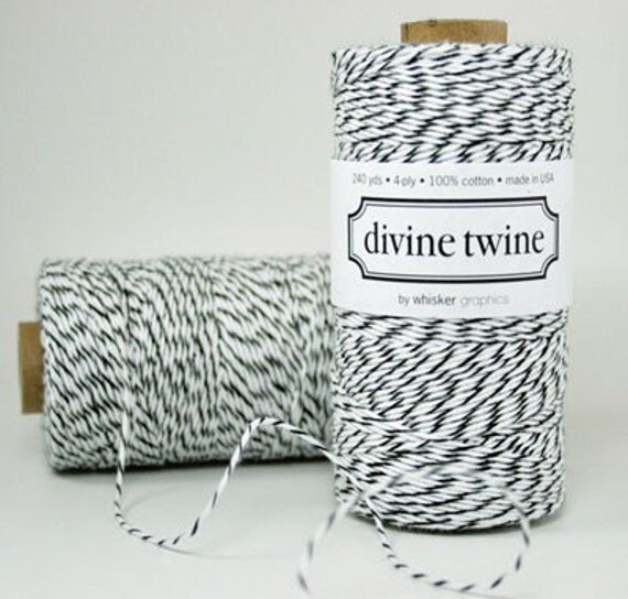 LICORICE BLACK Bakers Twine Black and White Stripe 240 Yards - Cotton Baker's Twines
