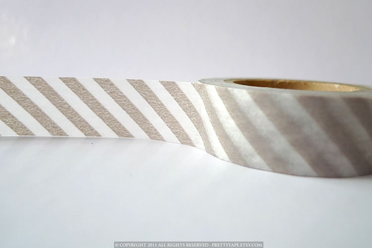 Japanese TAN GREY Stripe Washi Tape 15mm - MT Gray Wedding Votives Decor