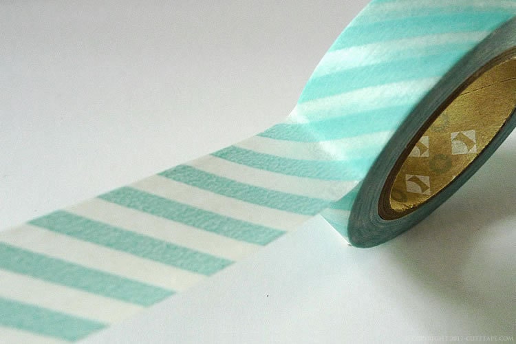 Japanese Washi Tape Baby Aqua BLUE Diagonal Stripe Pretty MT masking tape