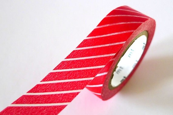 Thin line THICK RED Stripe Washi Tape 15mm Japanese by PrettyTape