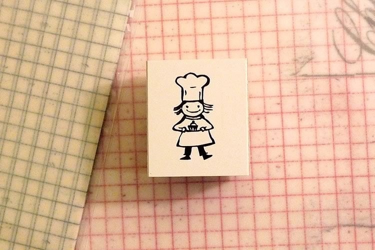 Kid Chef Cupcake Rubber Stamp Japanese Little Baker with cupcake