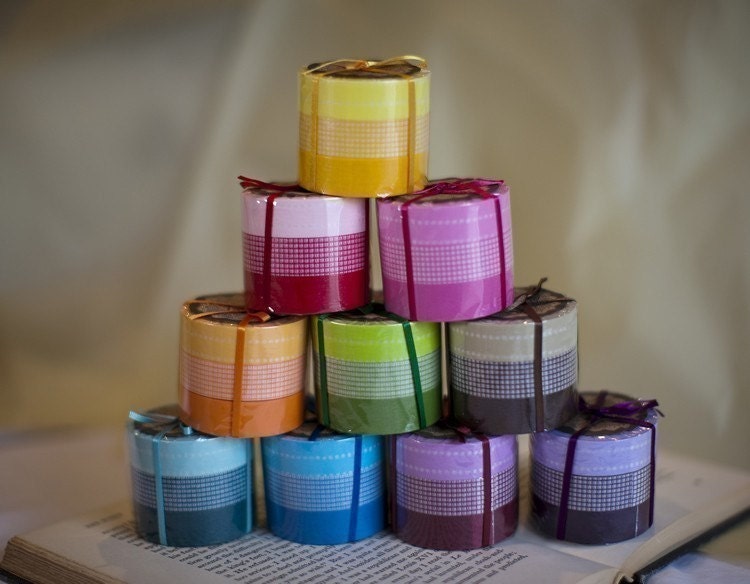 Japanese PINK Washi Tape- Pink Dot Grid Solid - Set of 3 from PrettyTape 147ft total