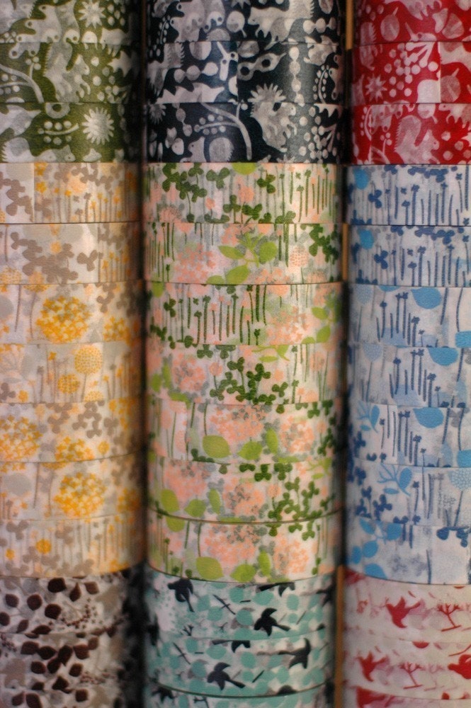 Floral Japanese Washi Tape Little Garden Paper Flower Pattern Set of 3