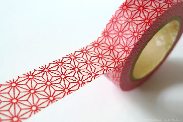 RED STAR Japanese Washi Tape Traditional Japanese Pattern Paper Tape 15mm MT