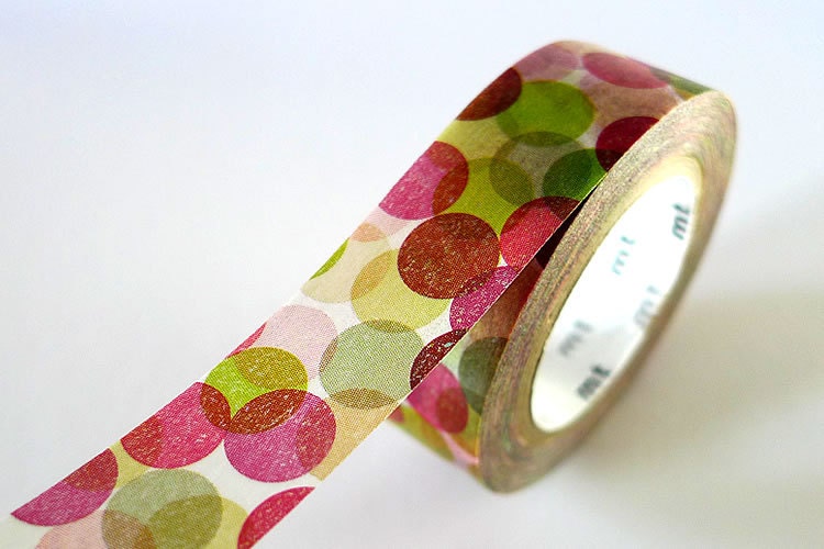 GREEN MAROON Spots Japanese Washi Tape MT Colorful Dots - Pretty Tape