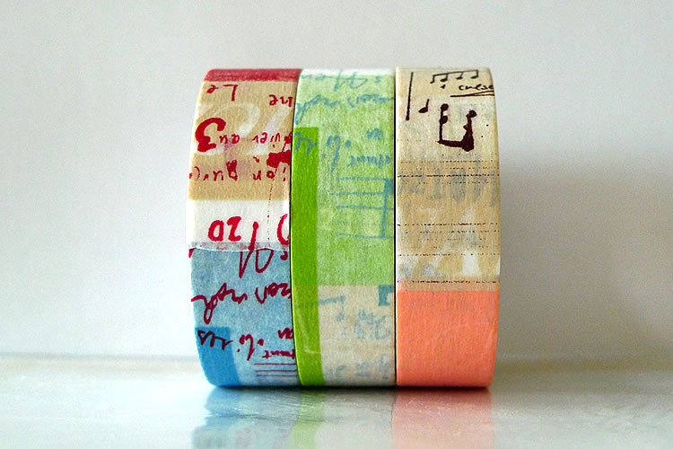 Japanese Graffiti Washi Tape Set LIGHT (A) Artistic Collage Masking Tapes Set of 3