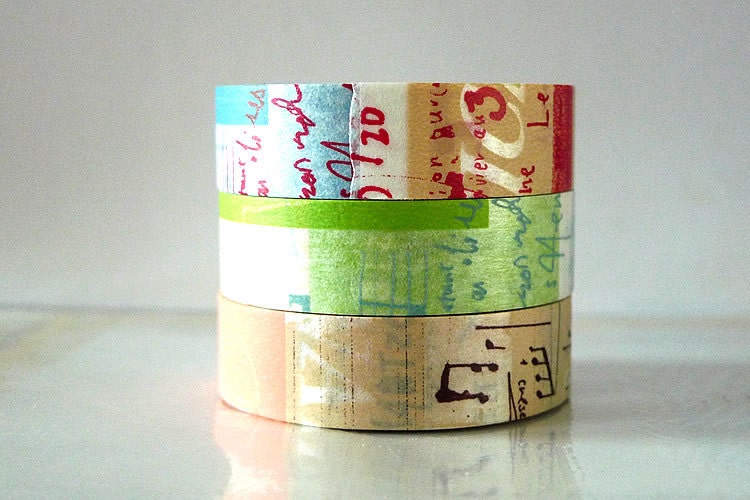 Japanese Graffiti Washi Tape Set LIGHT (A) Artistic Collage Masking Tapes Set of 3