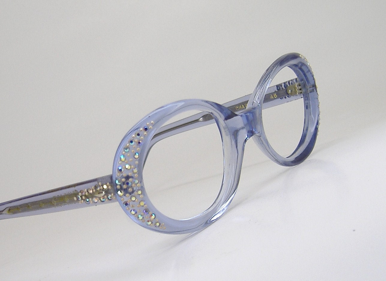 Vintage 1970s Lavender Big Lens Cateye Eyeglasses Eyewear Frame NOS