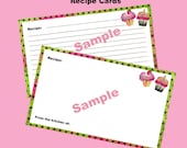 Recipe Card Printable and Editable 3 x 5 Cupcake Craze Coordinates with Cupcake Craze Recipe Box Digital Sheet