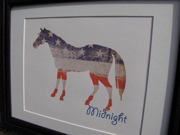 PERSONALIZED  Antique Flag Horse Print