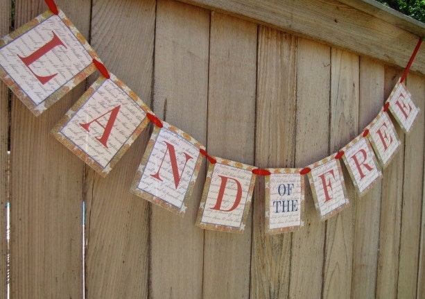 Land of the Free Patriotic Fourth of July Banner