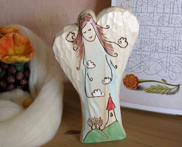 Angel of the Landscape - colored wood