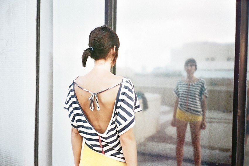 NEW COLOR Strips Open back  T-shirt choose your color