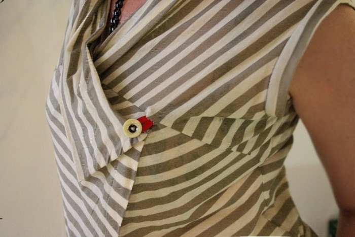 SALE 30% WRAP asymmetrical top in beige strips