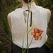 Cotton Chiffon white flowers beige blouse with tying