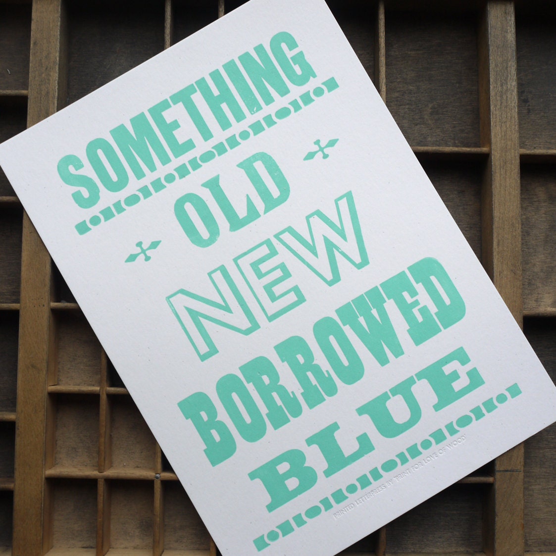 Mint. Something Blue Wedding Letterpress print