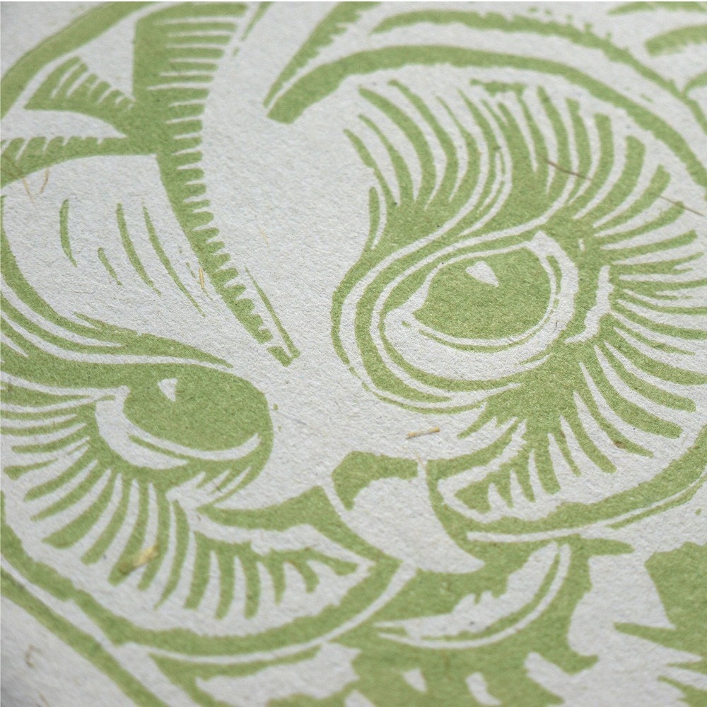 Large A3 Owl Lino Print in black