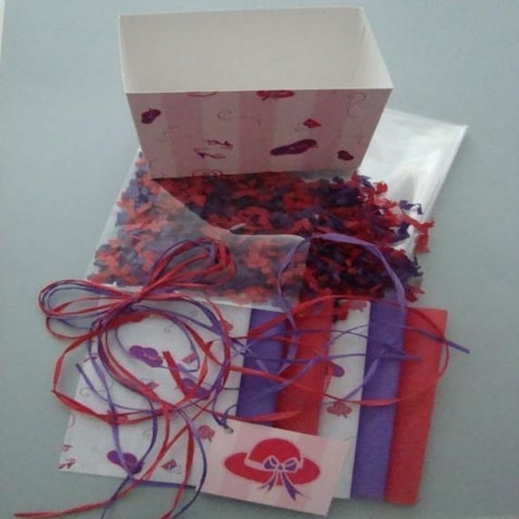 Two Red Hat Society Gift Basket Box Kits by ChristmasTreesNMore