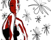 CORSET- digital giclee 8x10 print-fashion illustration hand drawn by Jacque Pierro