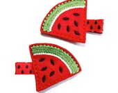 READY TO SHIP Watermelon Slice Hair Bow Clippies (Pair)
