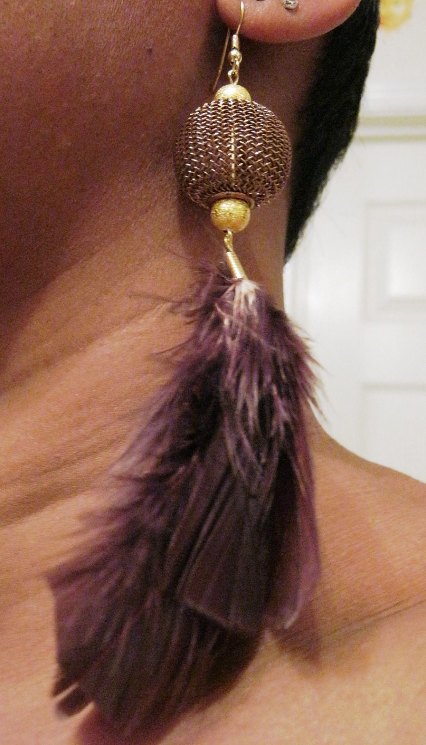 Brown Feather Earrings
