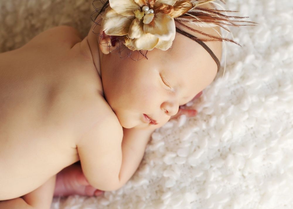 Couture Brown Flower Headband with Feathers Pearl Veiling for Newborns Infants Girls Adults