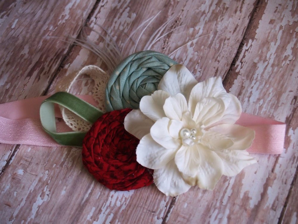 Shabby Chic Vintage Flower Headband OR Clip...THE ROXY...All Sizes available...M2M matches Matilda Jane Serendipity