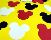 30 - 2.5" Mickey Mouse Head Silhouettes Red White Black Cutouts Die Cut Paper Crafting Scrapbooking Confetti Card Making Supplies