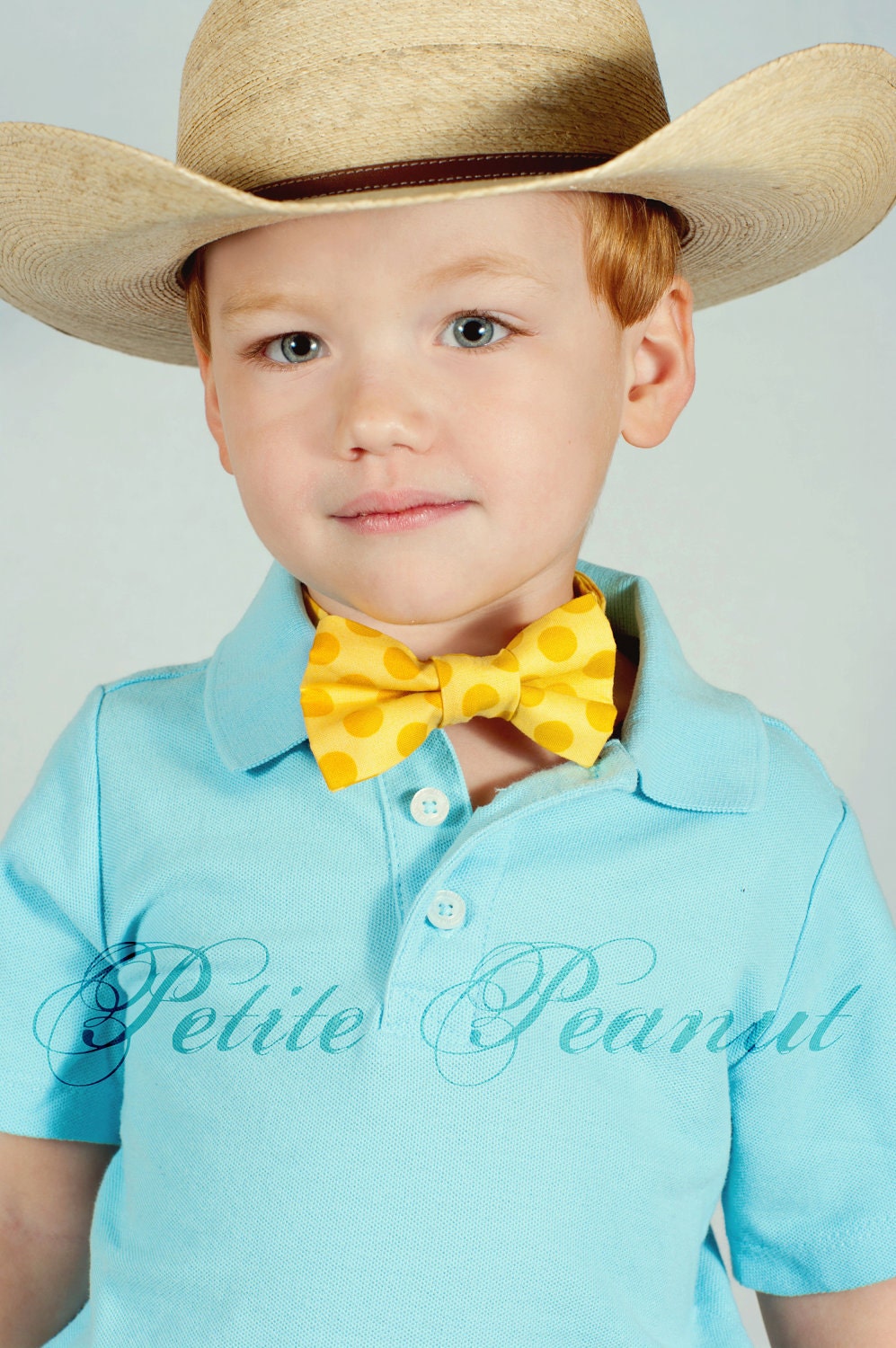 Little Guy SPRING EASTER Bow tie - Yellow Polka Dot - (Newborn - 10 years) - Baby Boy Toddler - Custom Order - Wedding - Photo Prop