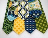 Little Guy Necktie Tie - Navy Green Yellow Collection - (2T - 4T) - Baby Boy Toddler - Wedding - Photo Prop - Wedding
