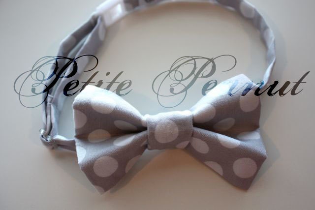 Little Guy SPRING EASTER Bow tie - GRAY Polka Dot - (Newborn - 10 years) - Baby Boy Toddler - Custom Order - Wedding - Photo Prop