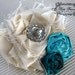 SWANKY Vintage Couture Silk and Lace Rhinestone Fabric Flower cluster - Teal Turquoise Ivory - (Custom Order) - Photo Prop