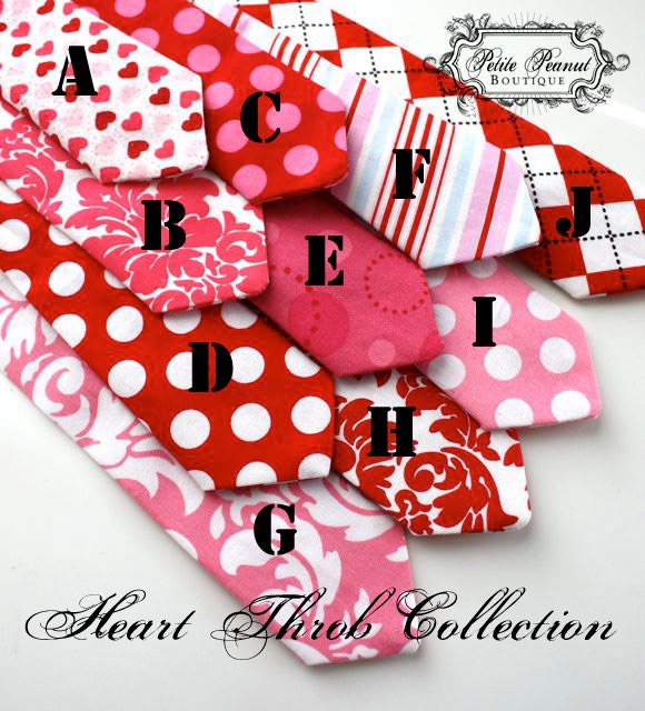 Little Guy Necktie Tie - Heart Throb Valentine's Collection - (12 - 14 years) - Boy Teen - Custom Order - Wedding - Photo Prop