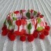 Pink Ornaments Dog Scrunchie Collar with red pom poms - XS