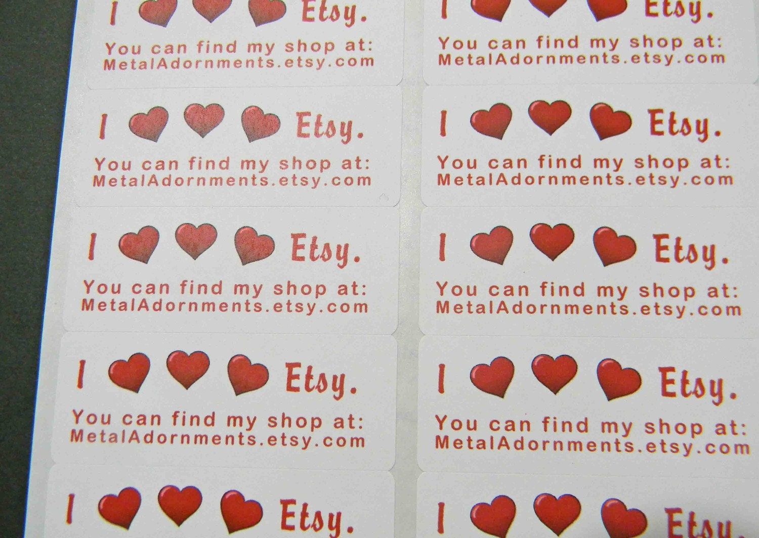 60 PERSONALIZED I Heart Etsy Labels. 2 Sheets White 1-Inch Labels. COLOR 2465